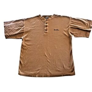 Vintage 90's Bad Boy Surf and Skate Lifestyle Brand Short Sleeve Henley Brown L